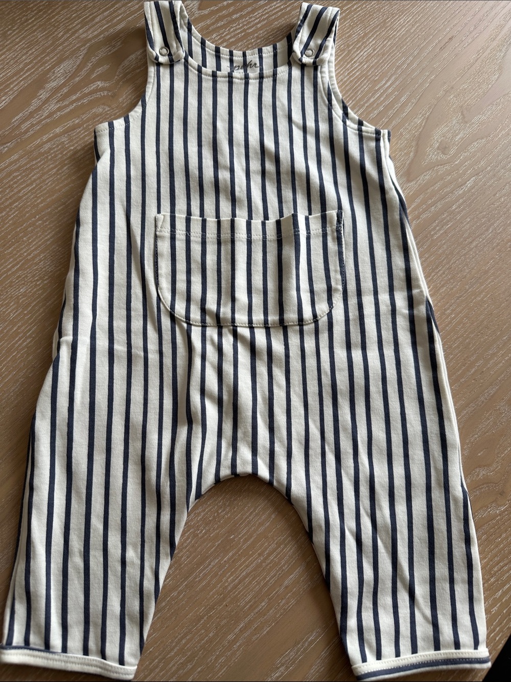 Pehr Striped Navy & Cream Baby Onesie Overalls